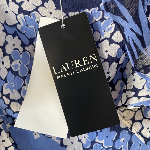 Lauren Ralph Lauren Blue Floral Ruffled Trim Georgette Skirt SZ 14 or 16 NEW - Picture 7 of 11